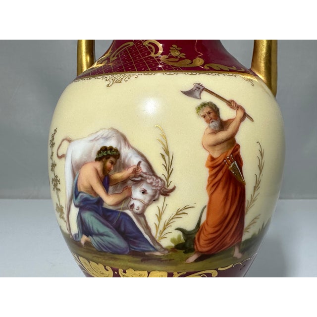 Antique Royal Vienna Hand Painted Vase: Neoclassical Sacrifice Scene For Sale - Image 6 of 10