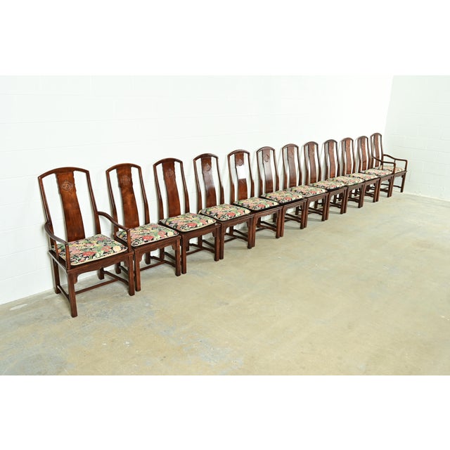 Henredon Hollywood Regency Chinoiserie Sculpted Mahogany Armchairs, Pair For Sale - Image 14 of 15