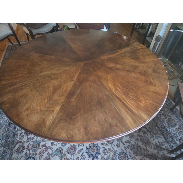 Chestnut 1960s Custom Burton Ching English Mahogany Dining Table – 60" Round / 84" Extended – Original $20,000 Commission For Sale - Image 8 of 17