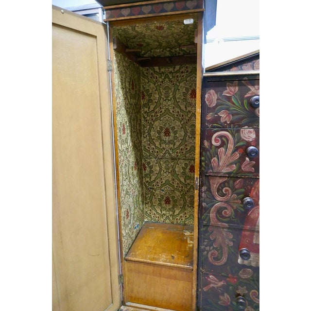 American Folk Art Painted Wedding Chest and Hanging Cupboard, 1827 For Sale - Image 4 of 16