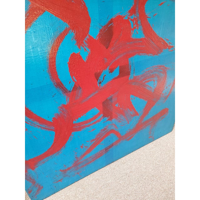 1960s 1960s Mid Century Modern Vintage Signed Abstract Painting For Sale - Image 5 of 10