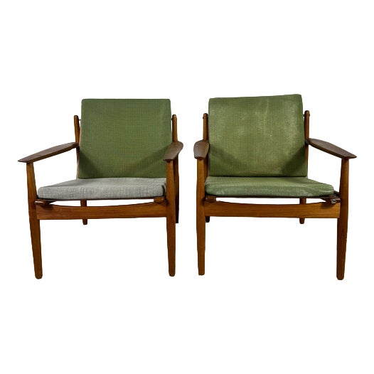 Mid-Century Modern Danish Teak Armchairs with Cushions, 1960, Set of 2 For Sale