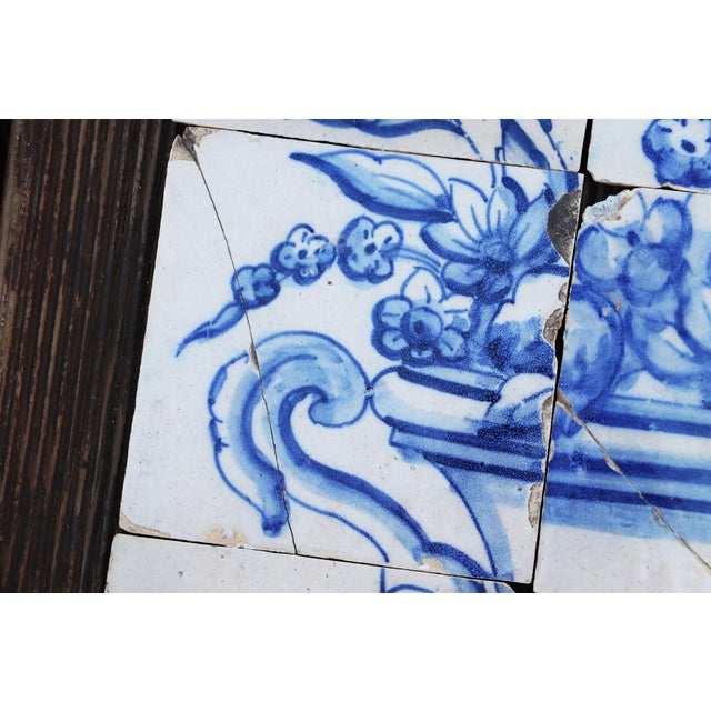 Ceramic Tile Mural Panel Depicting a Baroque Jardinière With Flowers, Portuguese, 18th Century For Sale - Image 7 of 12