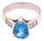 18 Karat White Gold Blue Topaz Center With Diamond Accents Ring 0.72 TDW, Size 6.5 For Sale