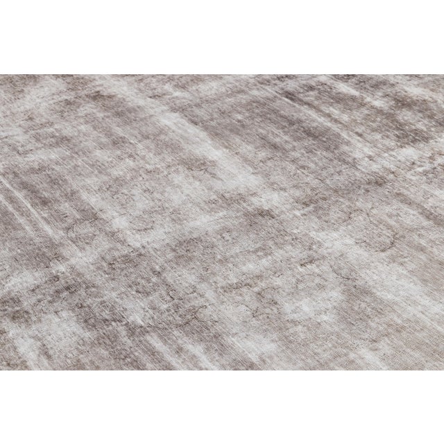 1960s Vintage Persian Distressed Handmade Medallion Gray Wool Rug For Sale - Image 9 of 10