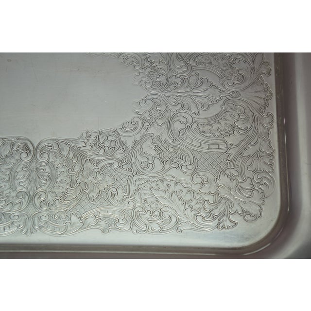 Late 20th Century Vintage Silverplate Bar Butler Serving Trays Platters Oneida Rogers Leonard - Set of 3 For Sale - Image 5 of 12