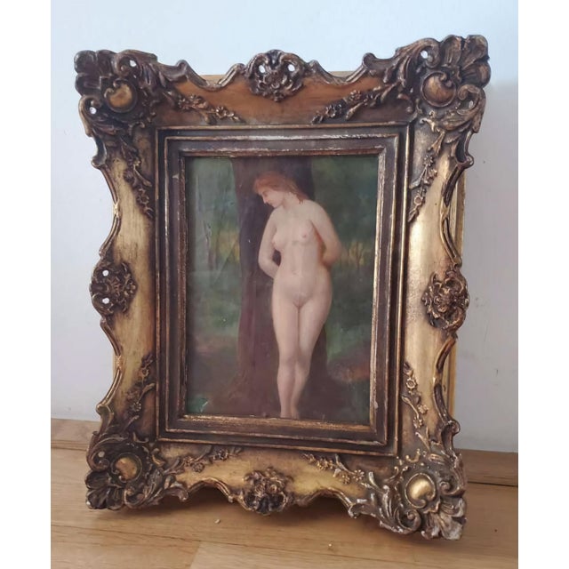18th Century Elegant Nude in Forest - French School, Oil on Wood, 18th Century For Sale - Image 5 of 6
