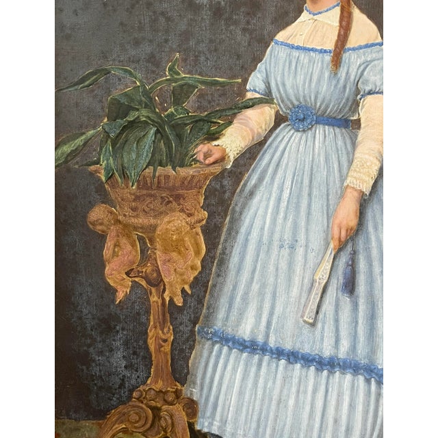 Alfred Emile Leopold Stevens, Portrait of Young Woman, 19th Century, Gouache For Sale - Image 8 of 9