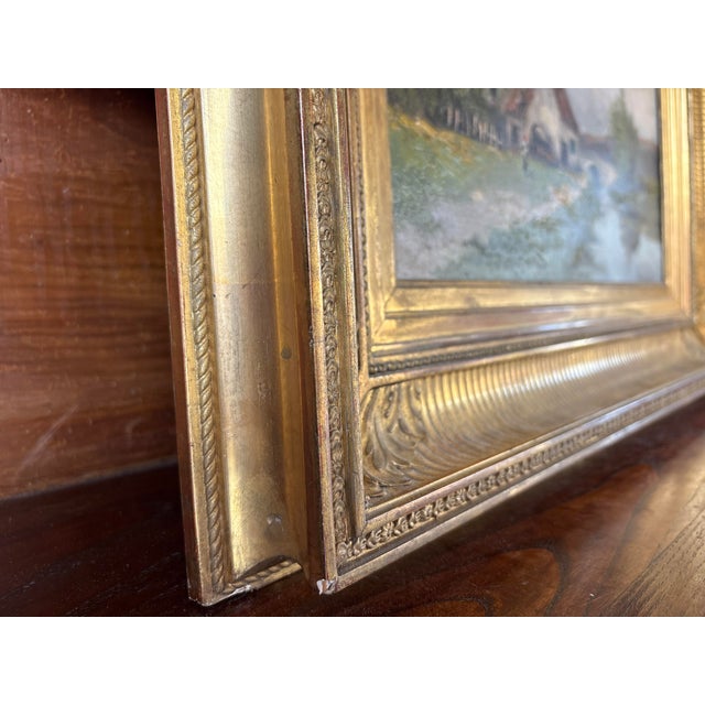 Th Linsyer, Lively Landscape by a River, 1890s-1910s, Oil on Canvas, Framed For Sale - Image 3 of 17