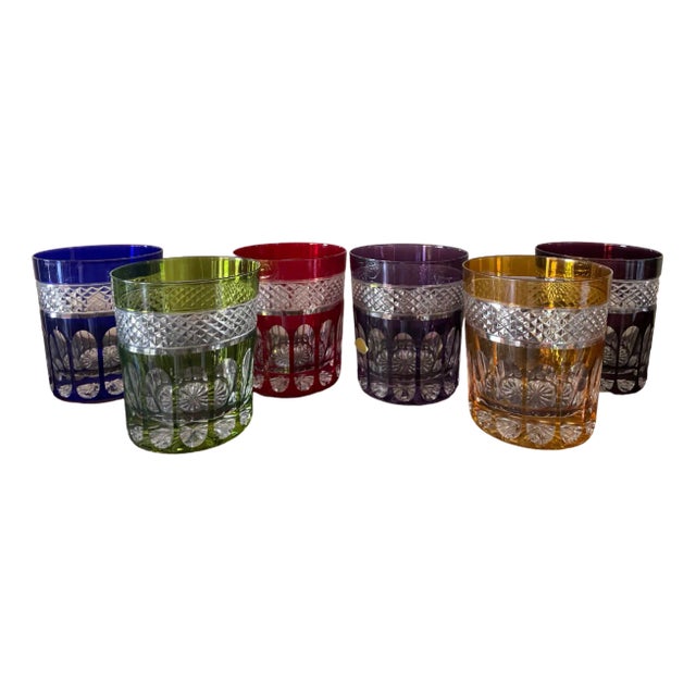 Crystal Whiskey Glasses Set, 1950s, Set of 6 For Sale