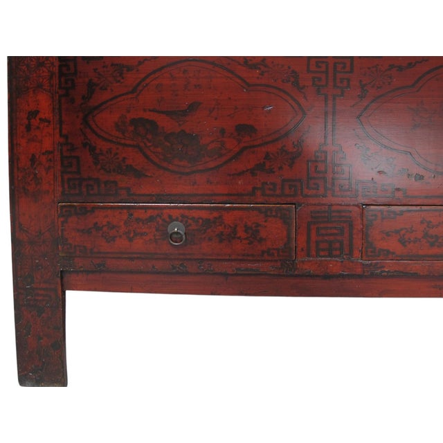 96" Tall Red Lacquer Antique Chinese Chinoiserie-Style Cabinet For Sale - Image 10 of 15
