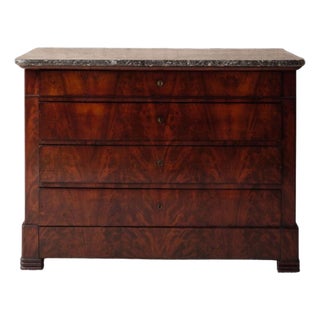 19th Century French Mahogany Chest With Marble Top (A) For Sale