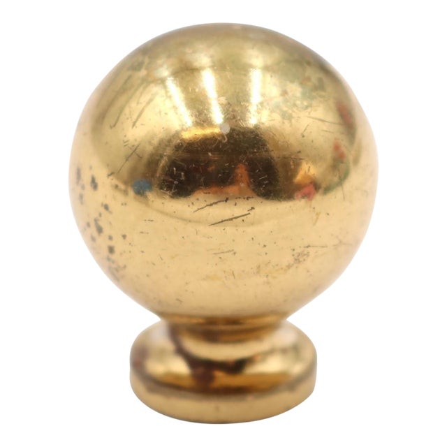 Reclaimed 0.875 In. Polished Brass Ball Cabinet Drawer Knob For Sale
