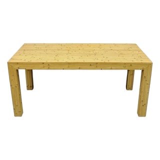 Vintage Hollywood Regency Real Bamboo Faux Rattan Palm Beach Coffee Table For Sale