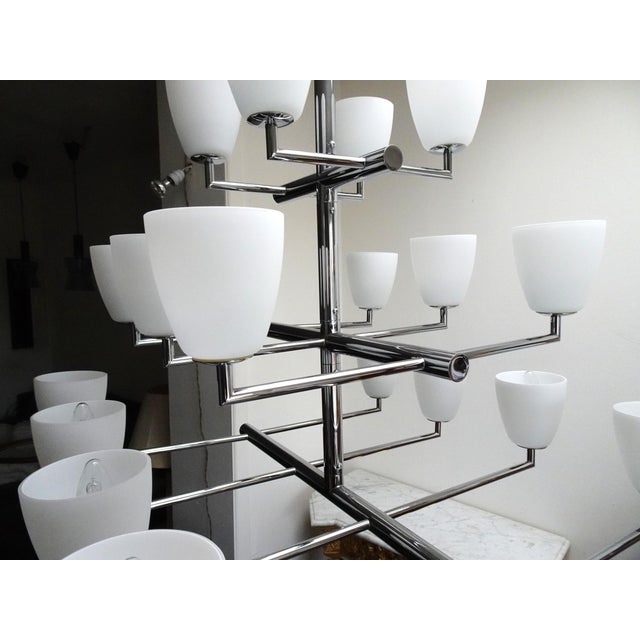 Large Vintage 006/20 Chrome and Glass Chandelier by Pietro Chiesa for Fontana Arte, 1990s For Sale - Image 11 of 17