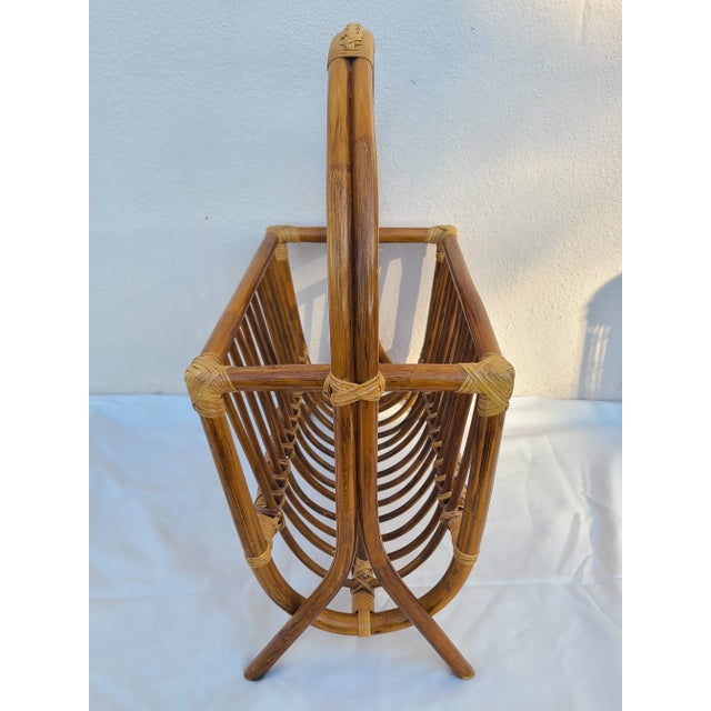 Late 20th Century Vintage Bamboo Rattan Magazine Rack For Sale - Image 5 of 11