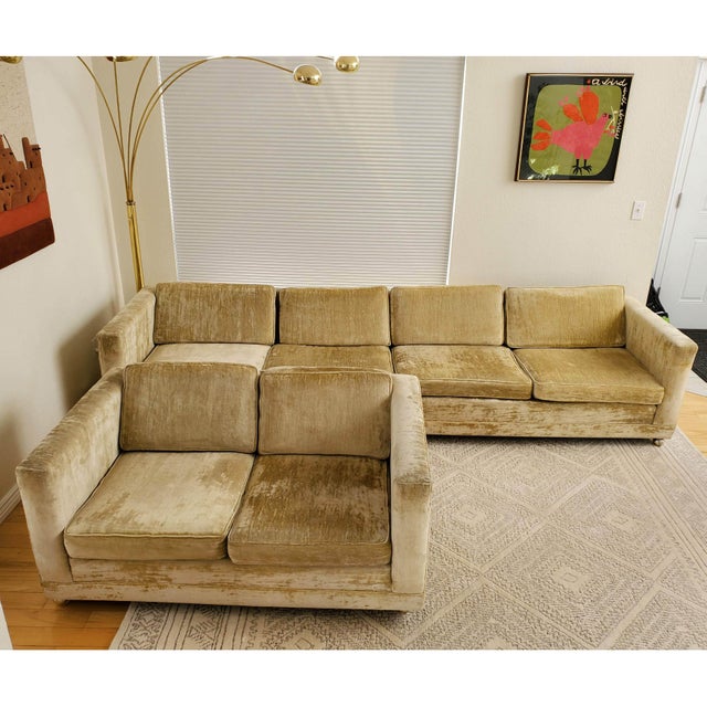 Mid Century Velvet Sofa and Loveseat Set by Flexsteel Chairish