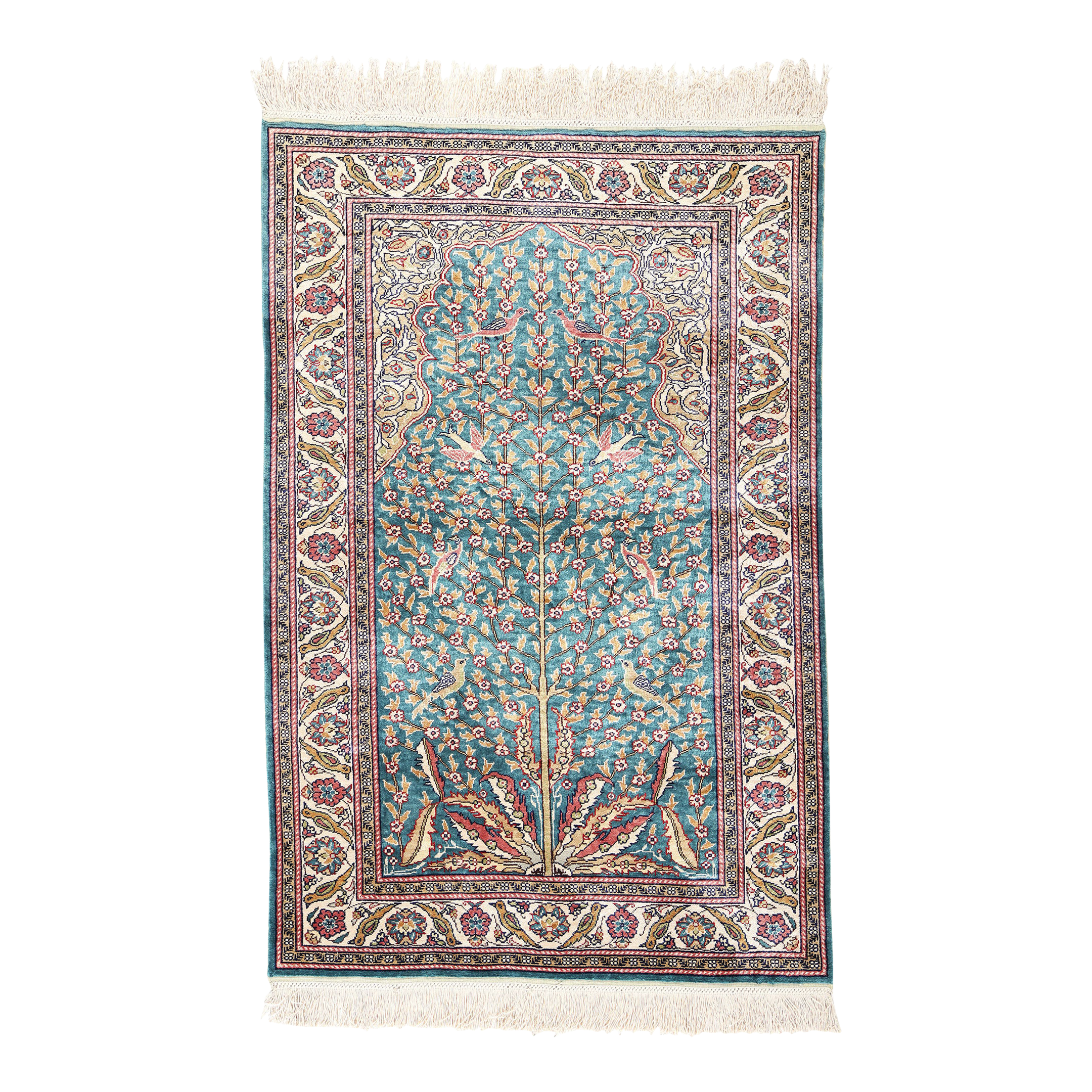 Vintage Turkish Silk Tree of Life Rug - 02'09 X 04'02 | Chairish