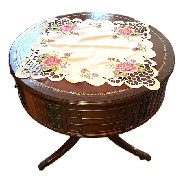 Book Drum Table With Drawers in the Style of Maitland Smith For Sale - Image 16 of 17