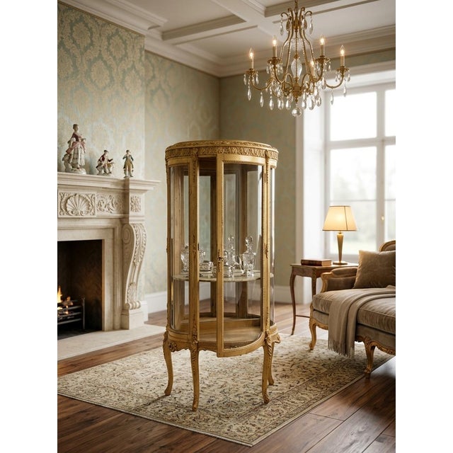 Mid 20th Century French Louis XVI Style Giltwood Vitrine For Sale - Image 4 of 4