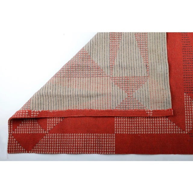 Modernist Red Geometric Carpet, 1960s, in Good conditions. Designed 1960 to 1969