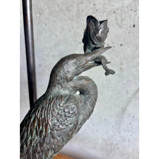 Vintage Maitland-Smith Bronze Heron Tortoise Tessellated Shell Table Lamp For Sale In Miami - Image 6 of 9