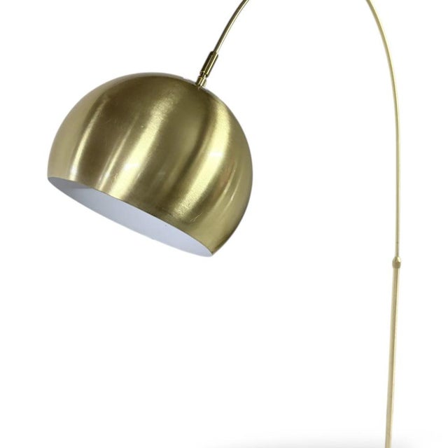 Mid-Century Brass Arc Floor Lamp with Marble Base For Sale - Image 4 of 8