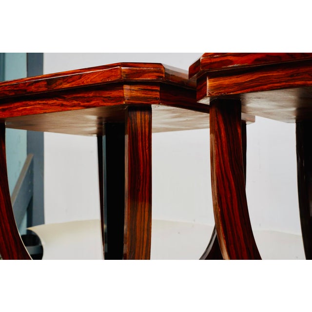 Late 20th Century Pair of Art Deco-Style Inlaid Octagonal Side Tables in Exotic Veneers With Sculptural Bases For Sale - Image 10 of 10