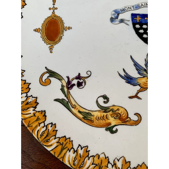Vintage Neoclassical French Porcelain Mont Saint Michel Wall Plate For Sale In South Bend - Image 6 of 10