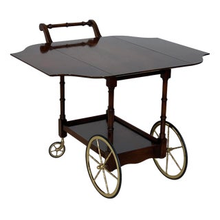 Mid-Century Serving Trolley in Wood with Fold-Out Shelves For Sale