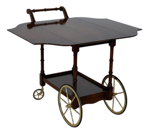 Mid-Century Serving Trolley in Wood with Fold-Out Shelves
