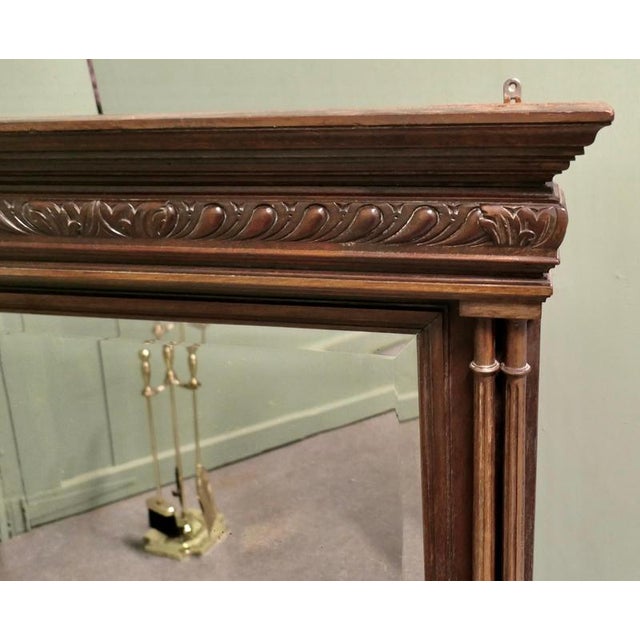 French Carved Oak Wall Mirror with Side Columns For Sale - Image 4 of 7