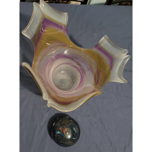 Decorative Hand Blown Glass Bowl For Sale In New York - Image 6 of 6