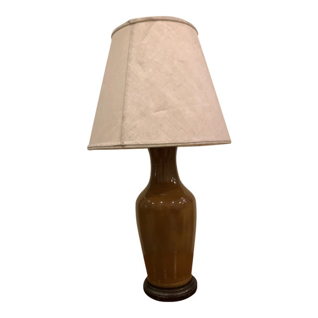Brown Ceramic Jar Table Lamp For Sale