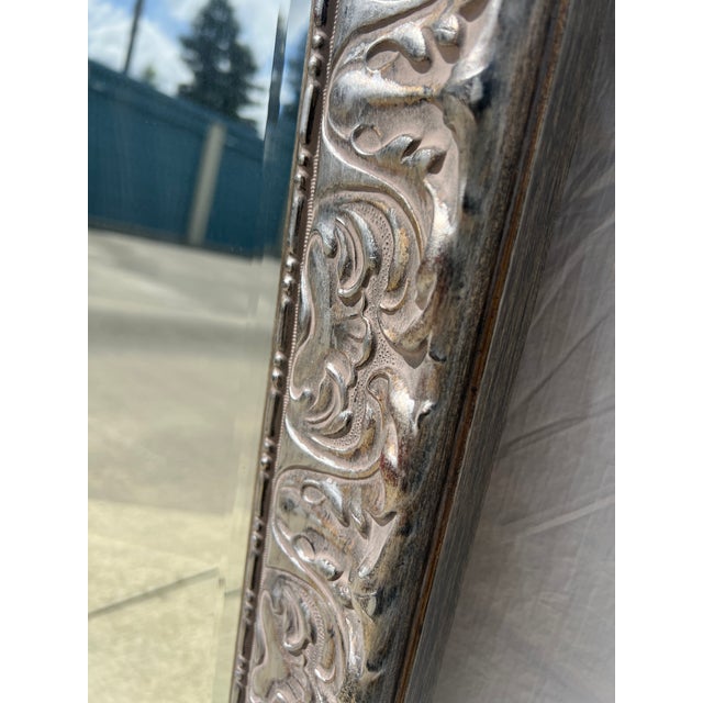 Silver Gilded Carved Wood Mirror For Sale - Image 12 of 14