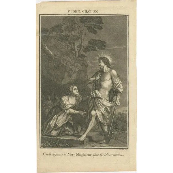 Set of 2 biblical engravings – christ’s resurrection & st. Andrew the apostle (1735) this evocative set of two antique...