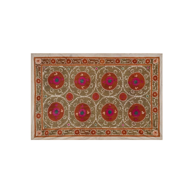 Vintage Suzani from Samarkand, circa 1900s. Dimension 82.7'' x 124'' inches /210 x 315 cm / 6'11'' x 10'3'' Material: 100%...