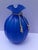 Mid-Century Modern Large Vintage Hand-Blown 8" Blue Glass Opaline Money Bag Vase For Sale - Image 3 of 12