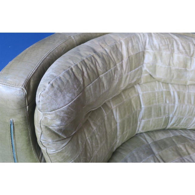 Animal Skin Olive Green Patchwork Leather Corner Lounge Chair from Laauser, 1970s For Sale - Image 7 of 9