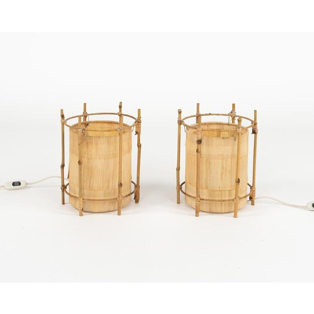 Mid-Century Modern Mid-Century Modern Bamboo and Rattan Table Lamps, 1970s, Set of 2 For Sale - Image 3 of 17