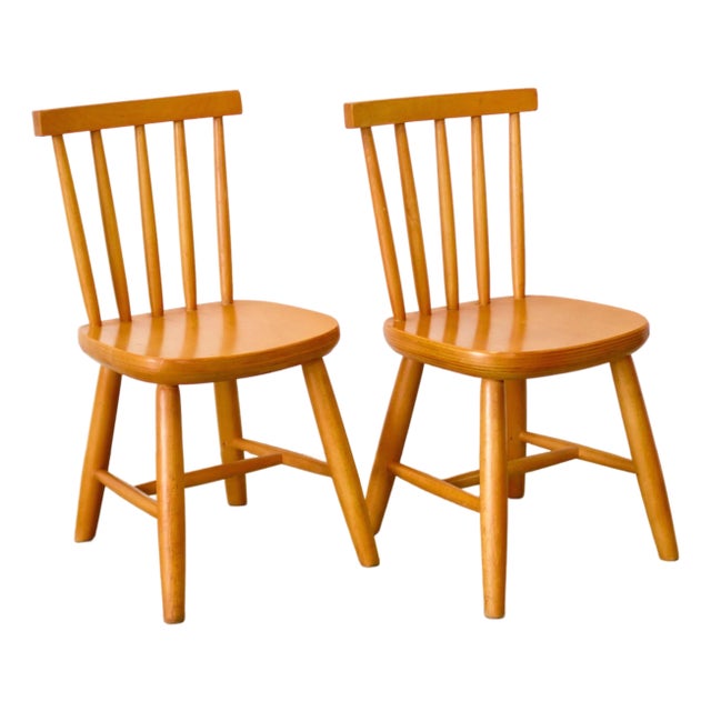 Pair of Child’s Chairs in the Style of FDB Møbler Model J46 Designed by Poul Volther For Sale