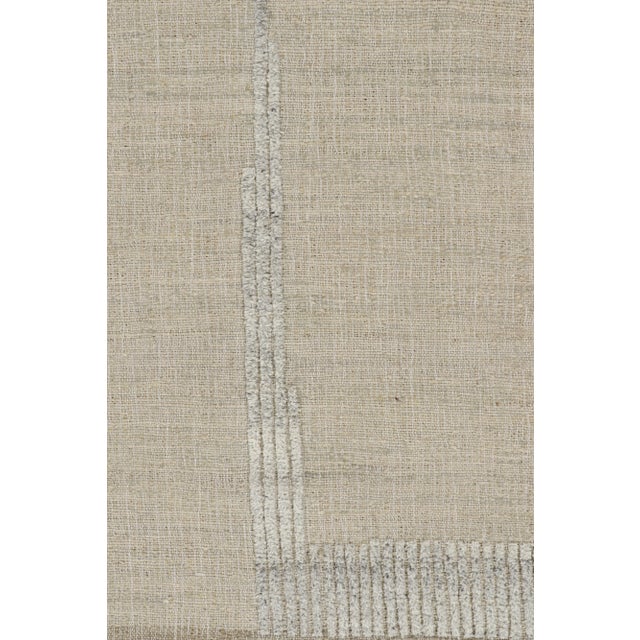 Mid-Century Modern Rug & Kilim’s Flatweave Rug in Beige-Brown with Green & White Geometric Patterns - 3x12 For Sale - Image 3 of 7