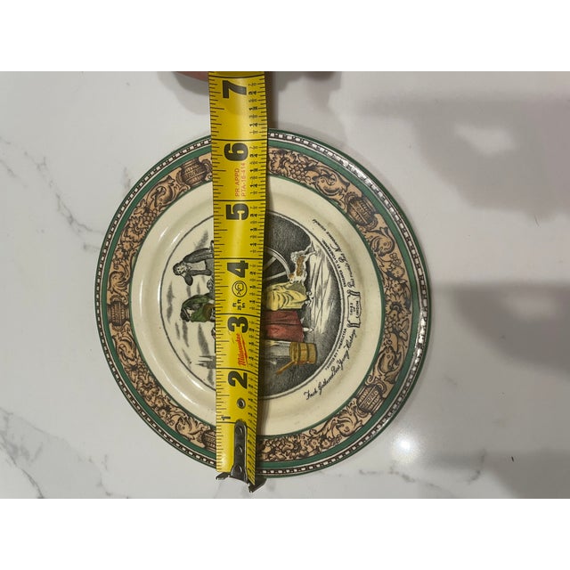 English Vintage Adams "Cries of London" Transferware Plate With Green Trim For Sale - Image 3 of 3