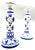 Vintage French Fleur-De-Lis Blue & White Porcelain Candlesticks - A Pair For Sale In Houston - Image 6 of 8