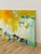 Set of 3 Modern Abstract Paintings Yellow Green Blue Wall Art Acrylic on Canvas For Sale - Image 10 of 16