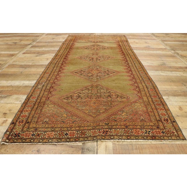 Brown Antique Persian Malayer Rug, 04'01 X 09'01 For Sale - Image 8 of 10