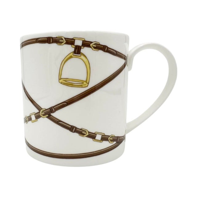 Pair Ralph Lauren Bromley Equestrian Horsebit Bone China Mugs Stirrup Polo Cup Set For Sale In Washington DC - Image 6 of 12
