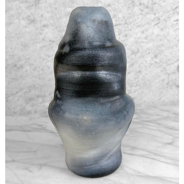 Late 20th Century Vintage Abstract Gray Studio Pottery Signed Vase - 12" For Sale - Image 5 of 7