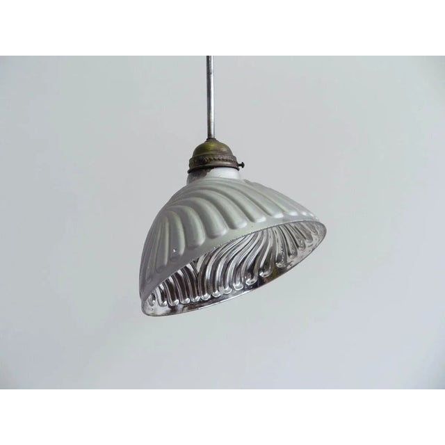 Silver Diagonal Cut Mirrored Silver Glass Lamp from B & J, 1940s For Sale - Image 8 of 8