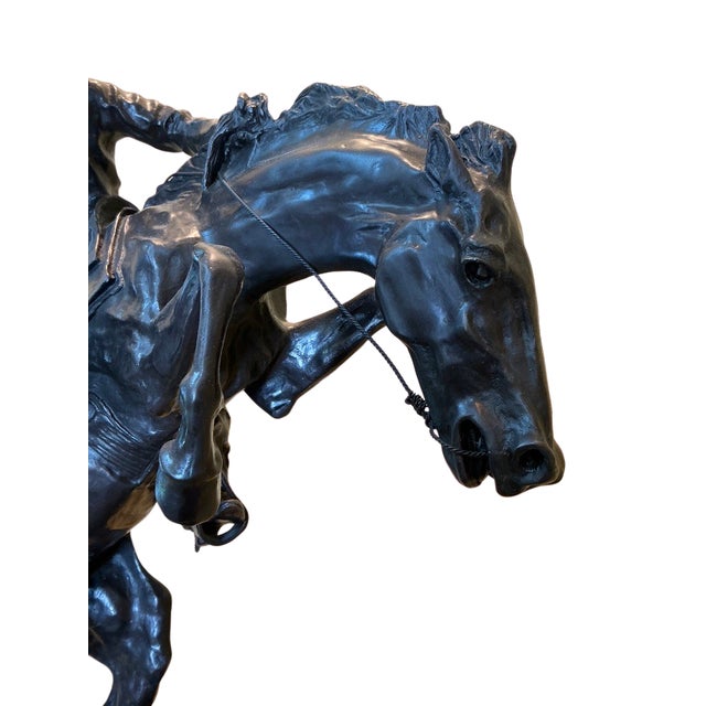 Frederic Remington “The Bronco Buster” Bronze Sculpture on Marble Base, 25.5” H For Sale In Los Angeles - Image 6 of 9